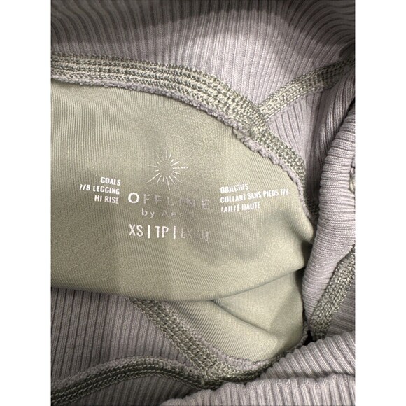 Offline By Aerie 7/8 Leggings Women XS Green Goals Flare High Rise Ribbed Strech - Picture 7 of 7